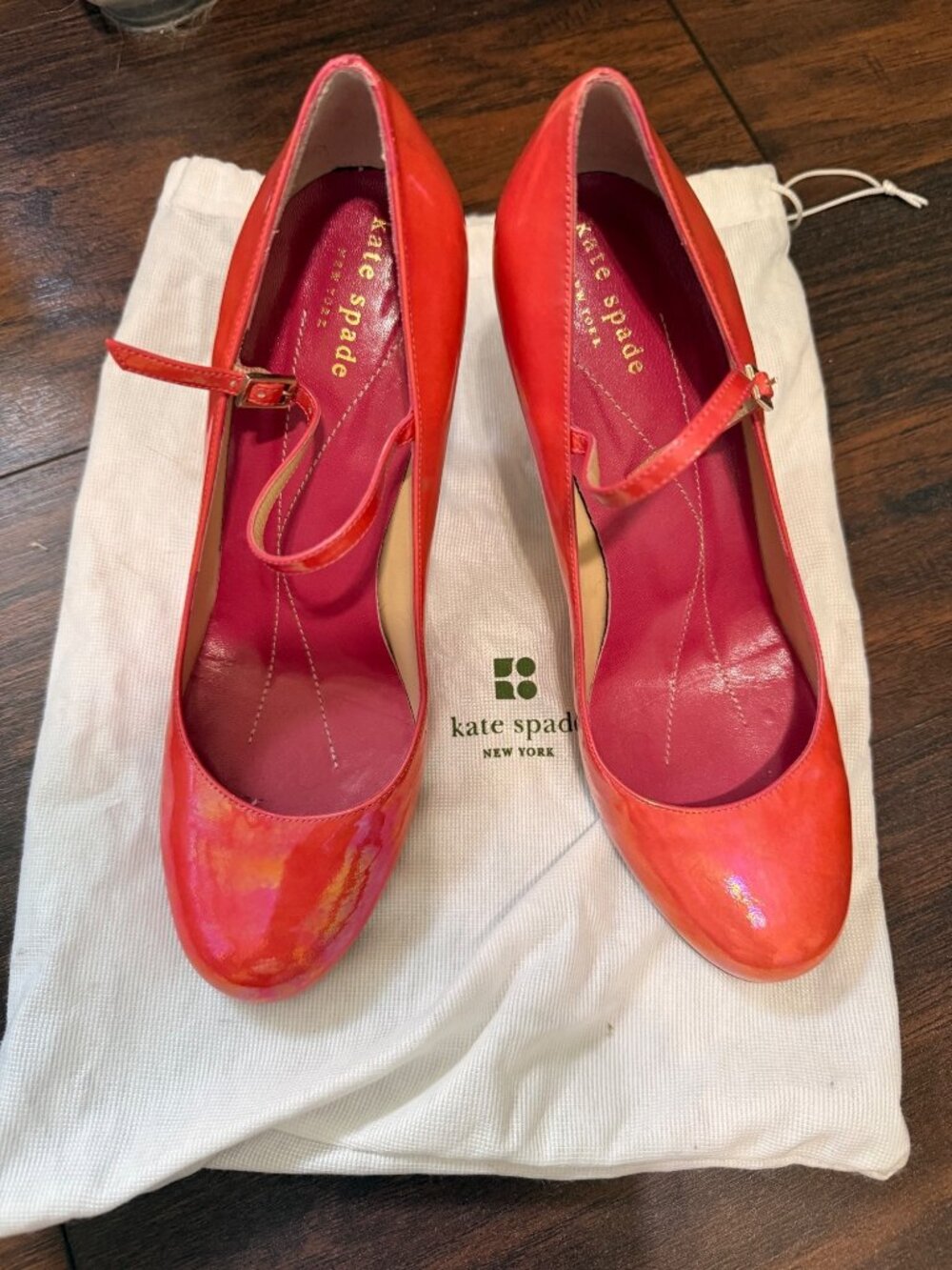 Kate Spade NY Mary Jane Pumps Irridencent Coral Pink  Womans 8B